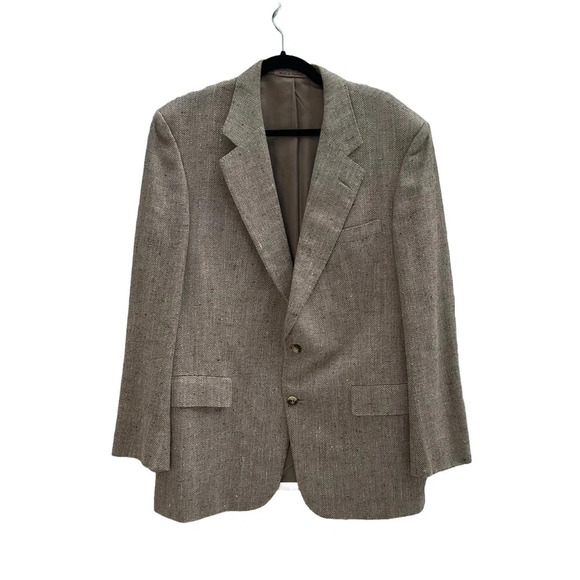 VTG Chester Barrie Handmade Slubby Tan Tweed Sport Coat Blazer Full Canvas US43R - Picture 1 of 16